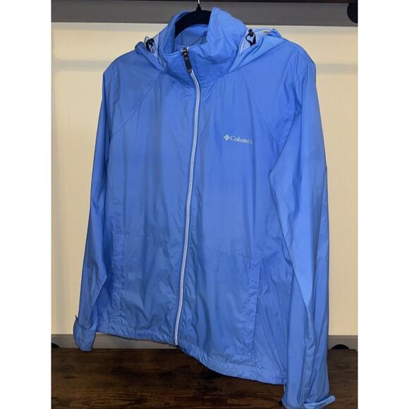 Columbia Women's Sz LG Blue II Full Zip Omni-Tech Jacket Corp Core Rain Resistan - Picture 1 of 9